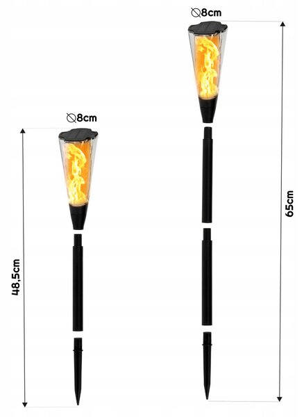 Solární LED lampa TORCH Premium IP65 - 65cm