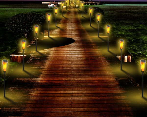Solární LED lampa TORCH Premium IP65 - 65cm