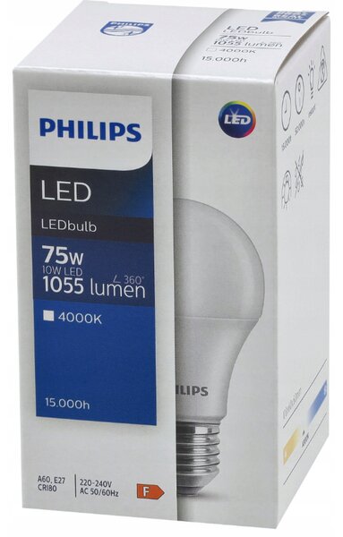 SADA 10 KS žárovek PHILIPS LED E27 10W = 75W 1055lm Neutrální LED žárovka 4000K