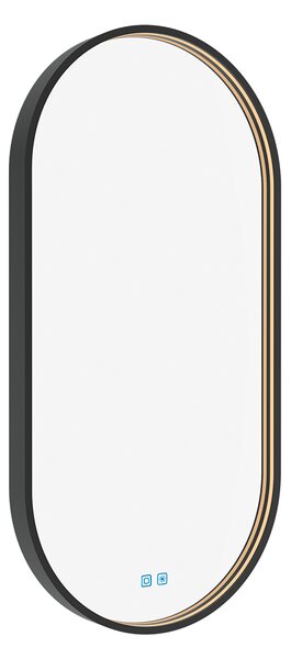 Nimco černé zrcadlo do koupelny 40 x 80, osvětlení, stmívač ZPC 32002LVX-90