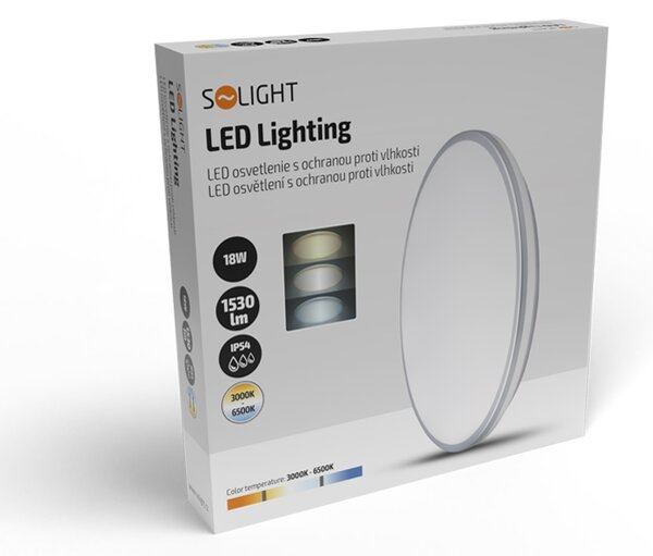 SOLIGHT LED osvětlení s ochranou proti vlhkosti, IP54, 18W, 1530lm, 3CCT, 33cm