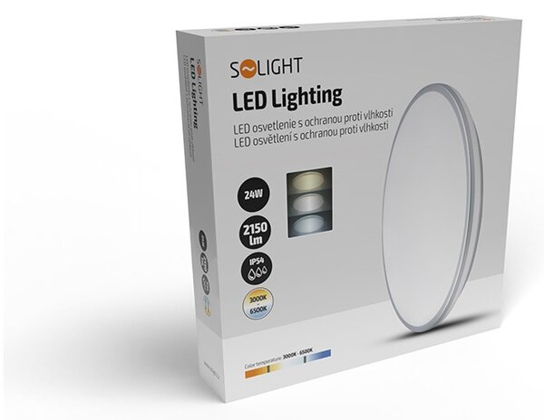 SOLIGHT LED osvětlení s ochranou proti vlhkosti, IP54, 24W, 2150lm, 3CCT, 38cm
