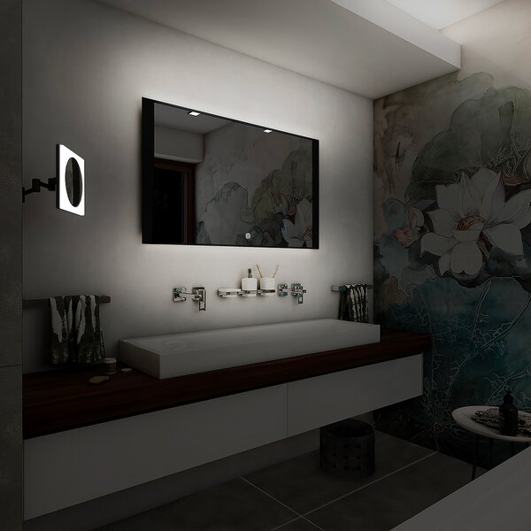 Nimco Černé LED zrcadlo 23W, 80x60 cm s dotykovým senzorem