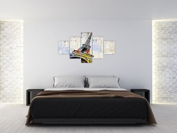 Obraz - Digitální umění Eiffelovy věže (125x70 cm)