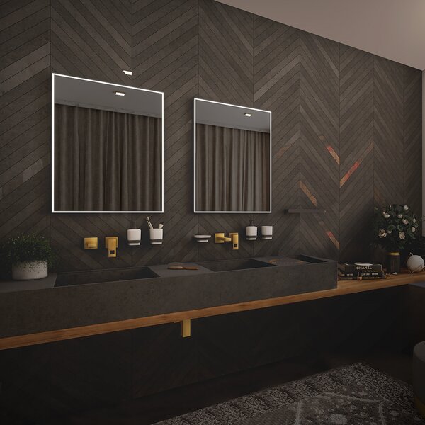 Nimco Černé LED zrcadlo 41W, 60x80 cm