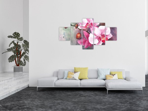 Obraz - Orchideje, aquarel (125x70 cm)