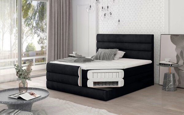 Boxspringová postel 140x200 AVENTO - černá 1