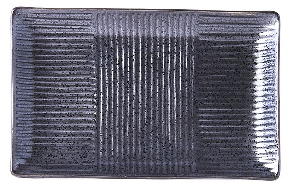 Made in Japan (MIJ) Lines Černý Obdélníkový Talíř 21 x 13 cm
