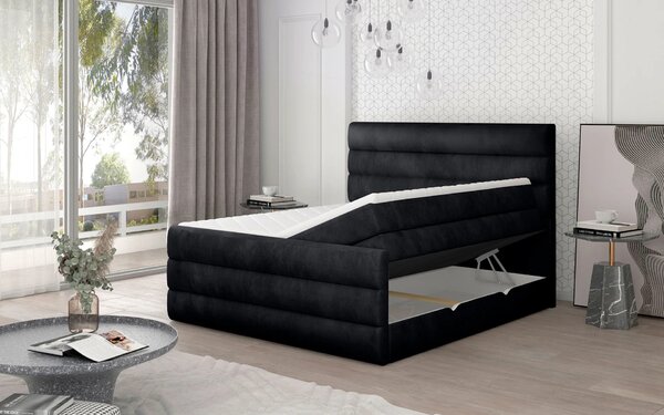 Boxspringová postel 140x200 AVENTO - černá 1
