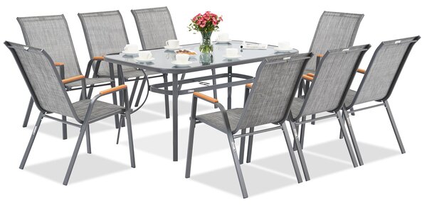 Garden Point kovový zahradní nábytek Modena/Bitonto šedá pro 8 osob
