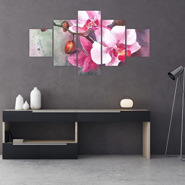 Obraz - Orchideje, aquarel (125x70 cm)