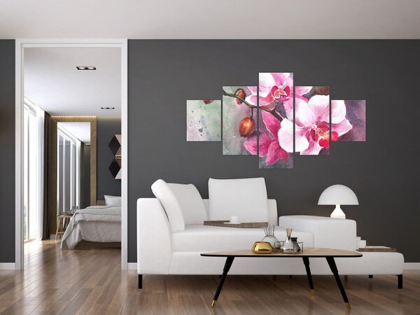 Obraz - Orchideje, aquarel (125x70 cm)