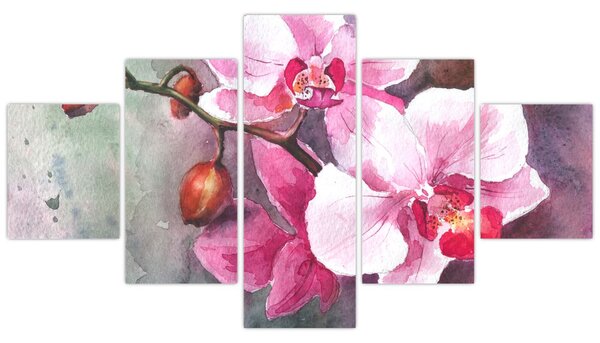 Obraz - Orchideje, aquarel (125x70 cm)