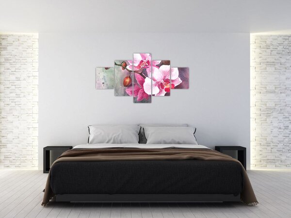 Obraz - Orchideje, aquarel (125x70 cm)