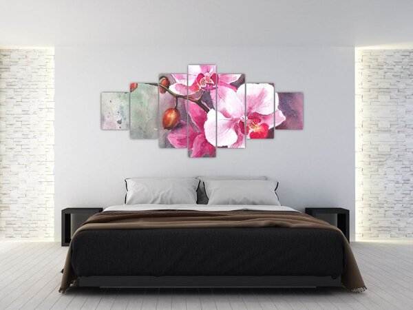 Obraz - Orchideje, aquarel (210x100 cm)