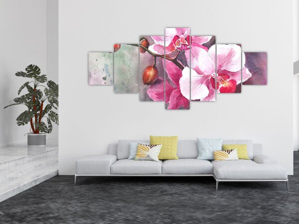 Obraz - Orchideje, aquarel (210x100 cm)