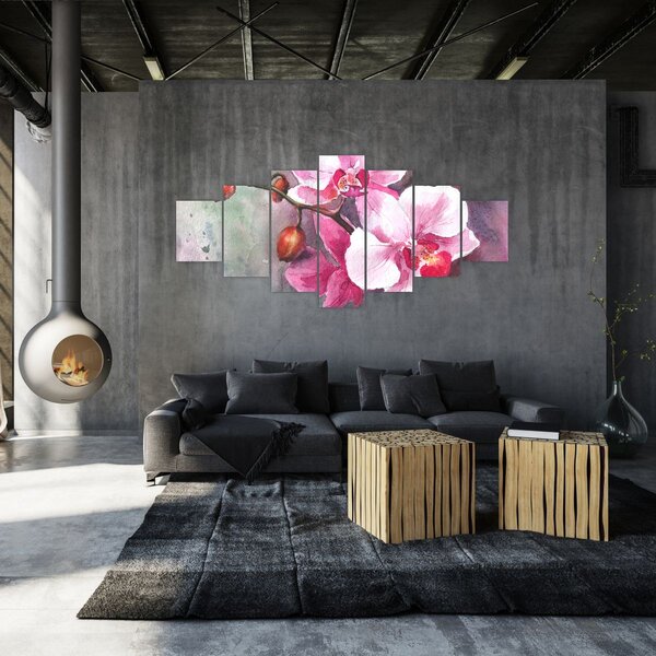 Obraz - Orchideje, aquarel (210x100 cm)