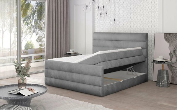 Boxspringová postel 140x200 AVENTO - popelavá