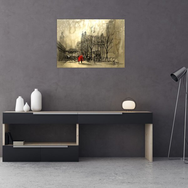Obraz - Skica městečka (70x50 cm)