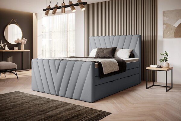 Boxspringová postel 140x200 NAVARO - světle šedá 2