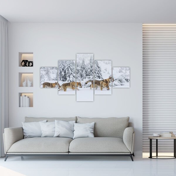 Obraz - Vlci v horách (125x70 cm)