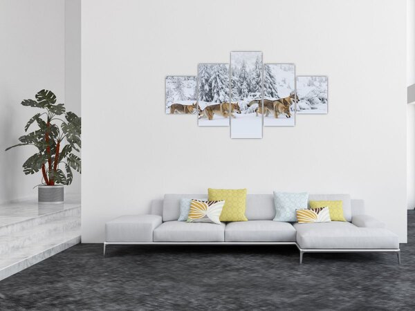 Obraz - Vlci v horách (125x70 cm)