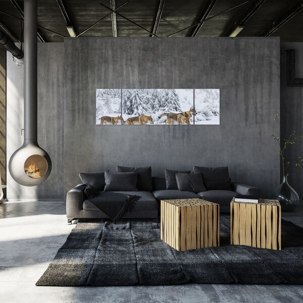 Obraz - Vlci v horách (170x50 cm)
