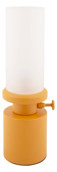 Okrově žlutá LED stmívatelná stolní lampa s kovovým stínidlem/se skleněným stínidlem (výška 29,5 cm) Camp – Leitmotiv