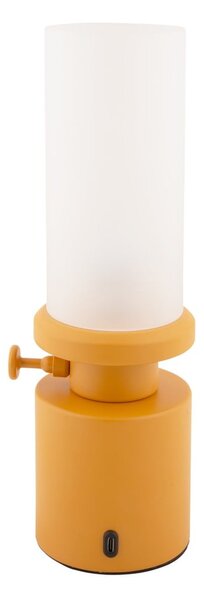 Okrově žlutá LED stmívatelná stolní lampa s kovovým stínidlem/se skleněným stínidlem (výška 29,5 cm) Camp – Leitmotiv
