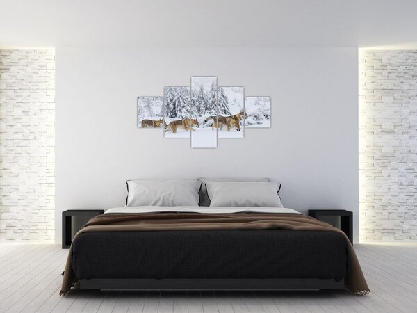 Obraz - Vlci v horách (125x70 cm)