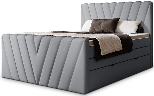 Boxspringová postel 140x200 NAVARO - světle šedá 2