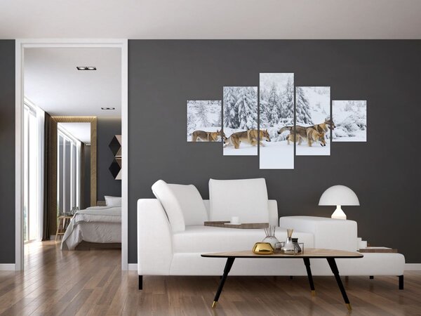 Obraz - Vlci v horách (125x70 cm)