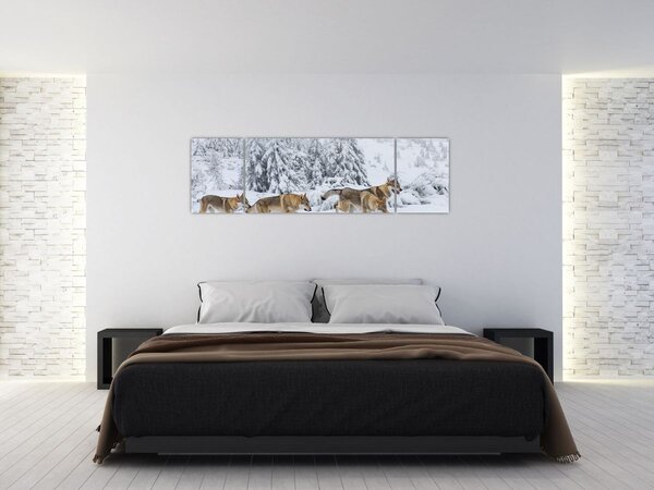 Obraz - Vlci v horách (170x50 cm)