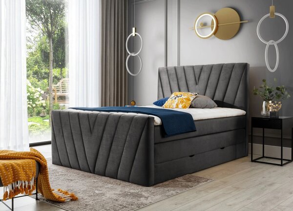 Boxspringová postel 140x200 NAVARO - tmavě šedá 2