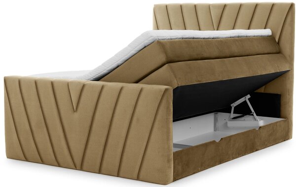 Boxspringová postel 140x200 NAVARO - žlutá