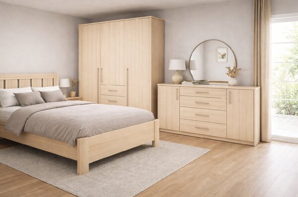 Postel AURA + 2 polohovatelné lamelové rošty Šířka 160 cm, Buk