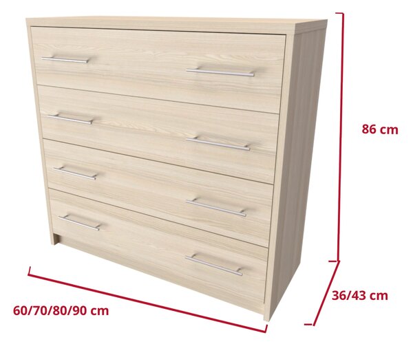 Komoda AURA 1 Buk, Hloubka: 36 cm, Šířka: 90 cm