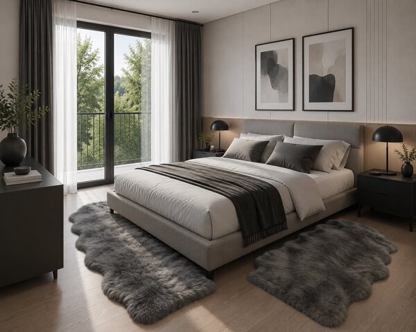 Obsession, Kusový koberec Samba 495 Anthracite (tvar kožešiny), 55x85 tvar kožešiny, šedá, ložnice