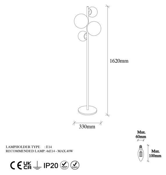 ASIR Stojací lampa FAZLI zlatá