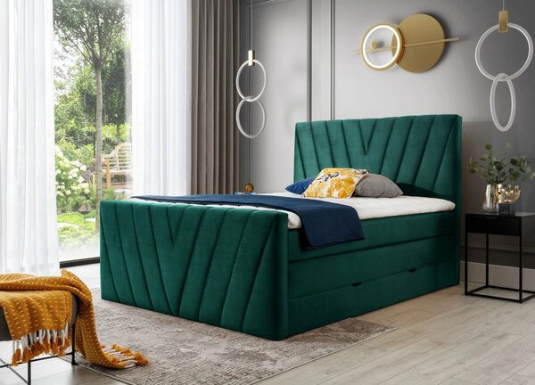 Boxspringová postel 140x200 NAVARO - zelená