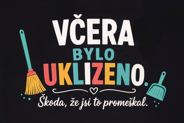 Mercury Flooring, Rohožka Včera bylo uklizeno (škoda žes to promeškal) 40x60 cm - na ven i na doma, 40x60, černá