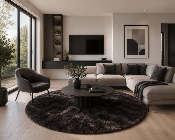 Obsession, Kusový koberec Samba 495 Anthracite kruh, 80x80 (průměr) kruh, šedá, ložnice