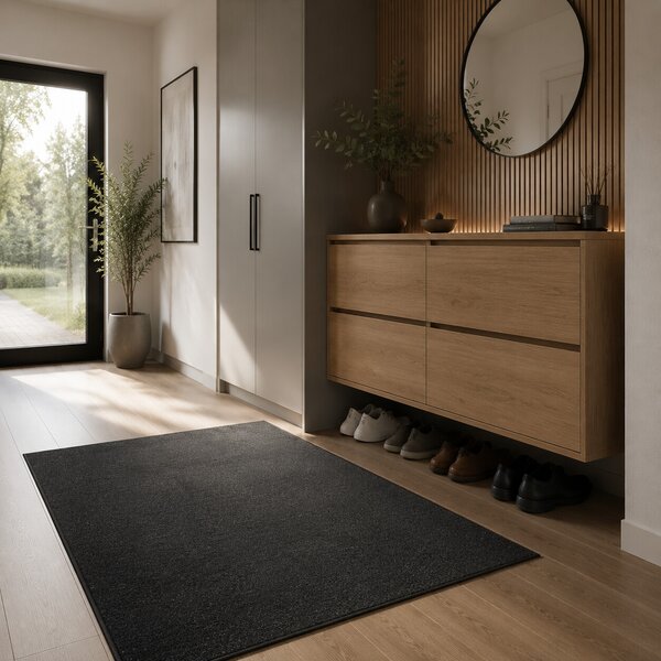 Vopi, Kusový koberec Quick step antracit čtverec, 60x60, šedá, chodba / předsíň