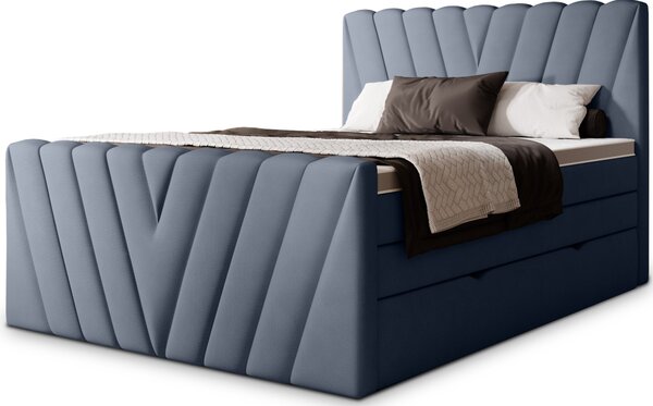 Boxspringová postel 140x200 NAVARO - modrá