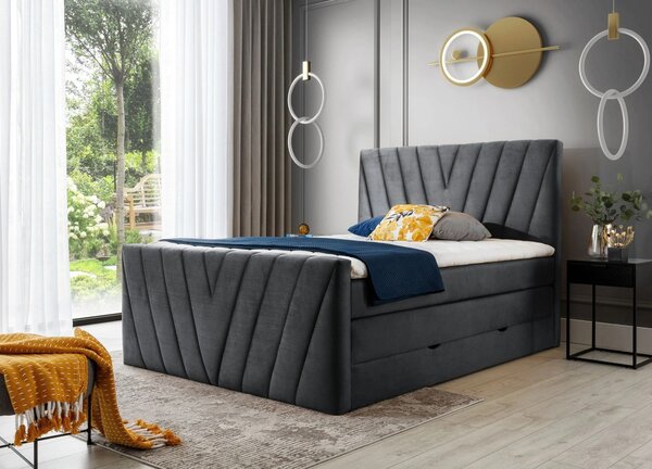 Kontinentální postel s úložným prostorem 160x200 NAVARO - grafitová