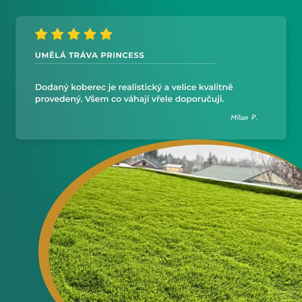 Artificial grass specialists, Umělá tráva Princess, na míru, šíře 4m, zelená
