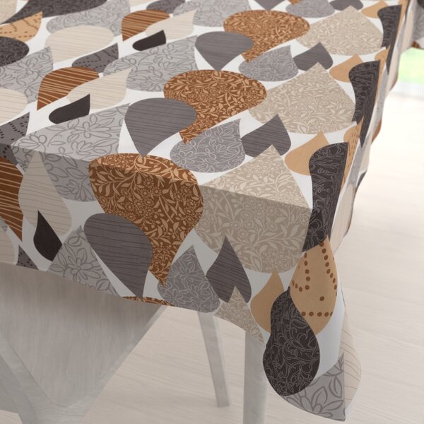 Biante Bavlněný obdélníkový ubrus Sandra SA-507 Hnědo-šedé kapky s ornamenty 50x100 cm