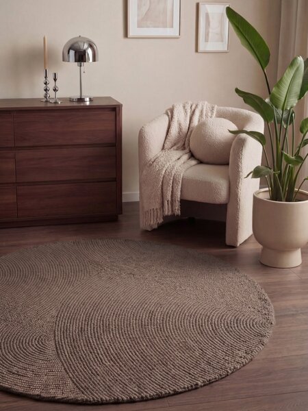 Hanse Home, Kusový koberec Calmio 106219 Taupe kruh, 200x200 (průměr) kruh, hnědá, ložnice