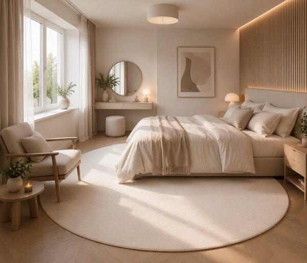 Ayyildiz, Kusový koberec Sky 5400 Cream kruh, 120x120 (průměr) kruh, béžová, obývací pokoj