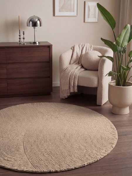 Hanse Home, Kusový koberec Calmio 106221 Beige kruh, 120x120 (průměr) kruh, béžová, ložnice